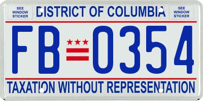 DC license plate FB0354