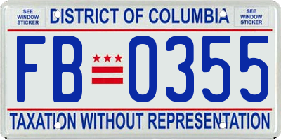 DC license plate FB0355