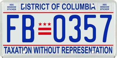 DC license plate FB0357