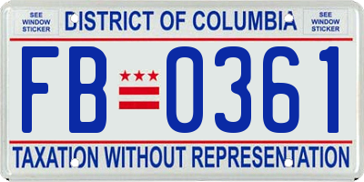 DC license plate FB0361