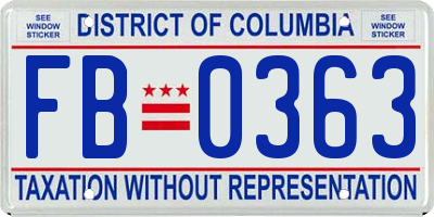 DC license plate FB0363