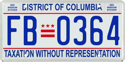 DC license plate FB0364