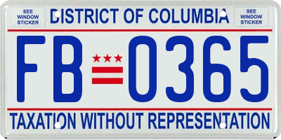 DC license plate FB0365