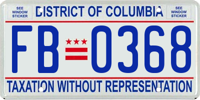 DC license plate FB0368