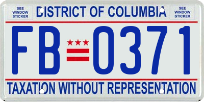 DC license plate FB0371