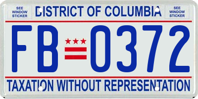 DC license plate FB0372