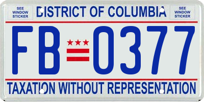 DC license plate FB0377