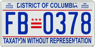 DC license plate FB0378