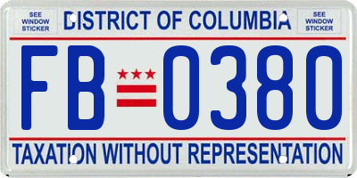 DC license plate FB0380