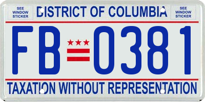 DC license plate FB0381