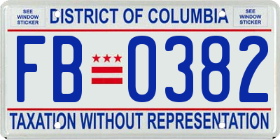 DC license plate FB0382