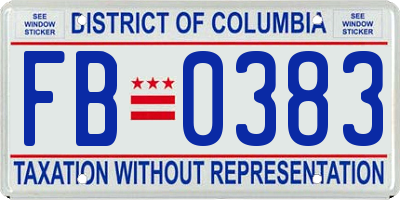 DC license plate FB0383