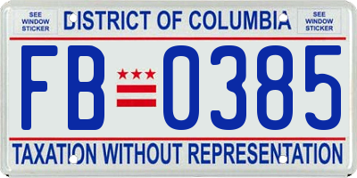 DC license plate FB0385