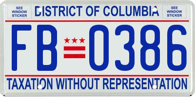 DC license plate FB0386