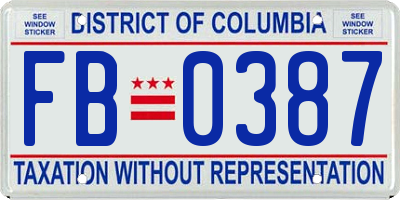 DC license plate FB0387