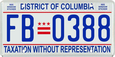 DC license plate FB0388