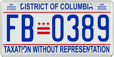 DC license plate FB0389