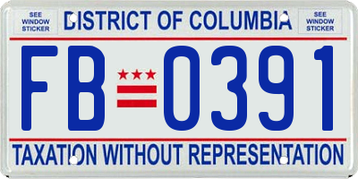 DC license plate FB0391