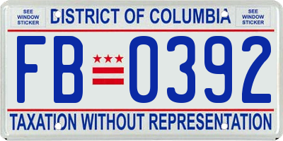 DC license plate FB0392