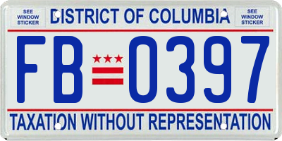 DC license plate FB0397