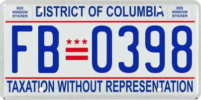 DC license plate FB0398