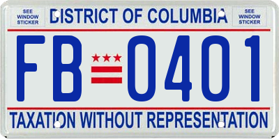 DC license plate FB0401