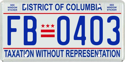 DC license plate FB0403