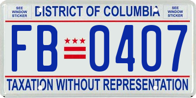 DC license plate FB0407