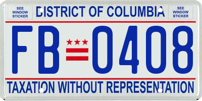 DC license plate FB0408