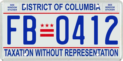 DC license plate FB0412