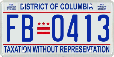 DC license plate FB0413