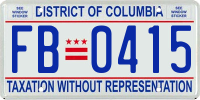 DC license plate FB0415