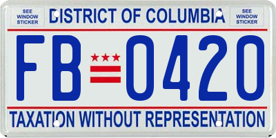 DC license plate FB0420