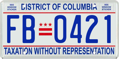 DC license plate FB0421