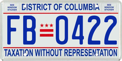 DC license plate FB0422