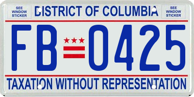 DC license plate FB0425