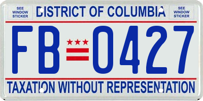 DC license plate FB0427