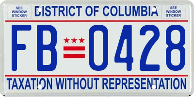 DC license plate FB0428