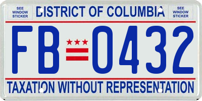 DC license plate FB0432