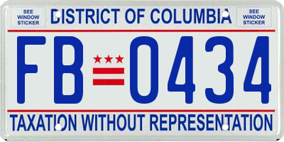 DC license plate FB0434