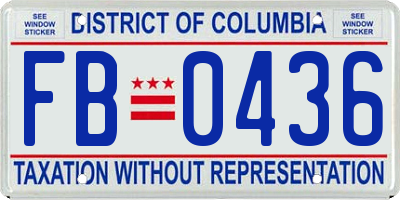 DC license plate FB0436