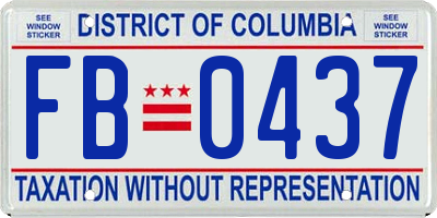 DC license plate FB0437