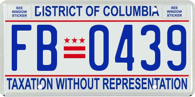 DC license plate FB0439