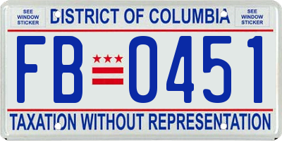 DC license plate FB0451