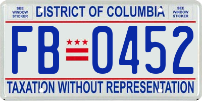 DC license plate FB0452