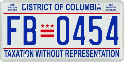 DC license plate FB0454