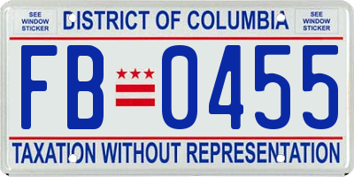 DC license plate FB0455