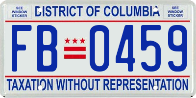 DC license plate FB0459