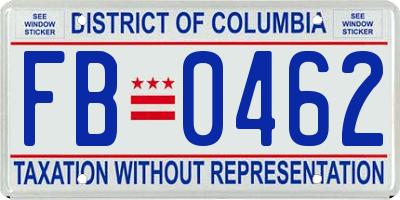 DC license plate FB0462