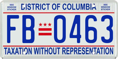 DC license plate FB0463